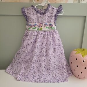 Lil Cactus 3t Smocked Purple White Polla Dot Dress Mermaid Summer